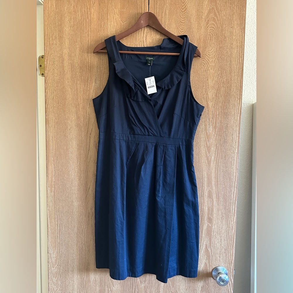 New with tags: J. Crew Factory Ruffle Cotton Dress Navy Size 14